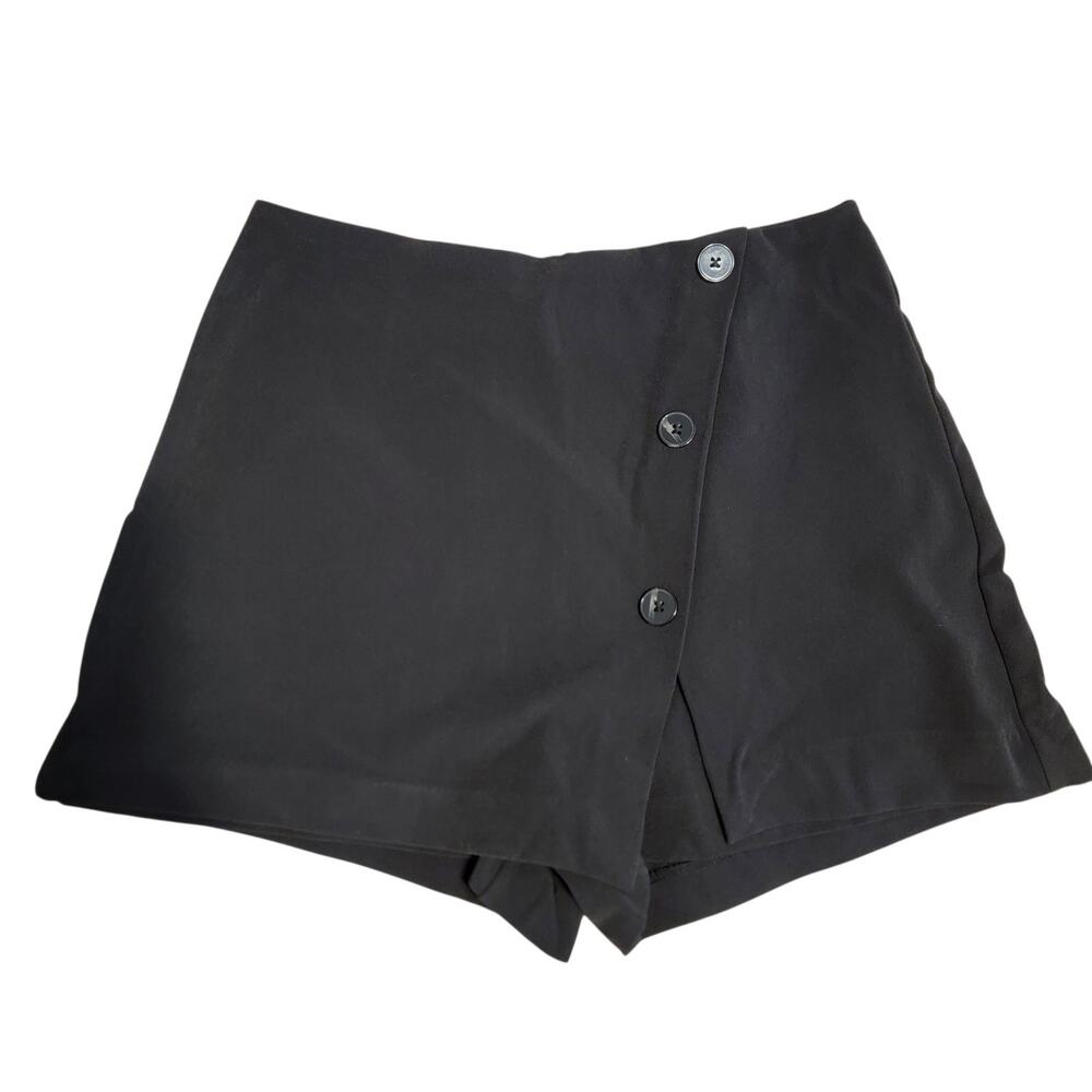 WeWoreWhat Black Wrap Front Skort Women’s Medium Button Mini Skirt Shorts